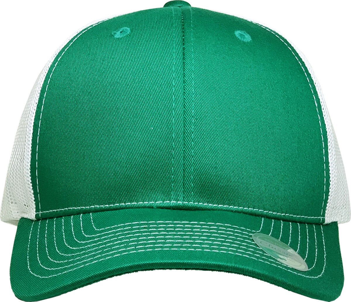 Kelly Green White Two Tone Classic 6 Panel Trucker Mesh Snapback Front View